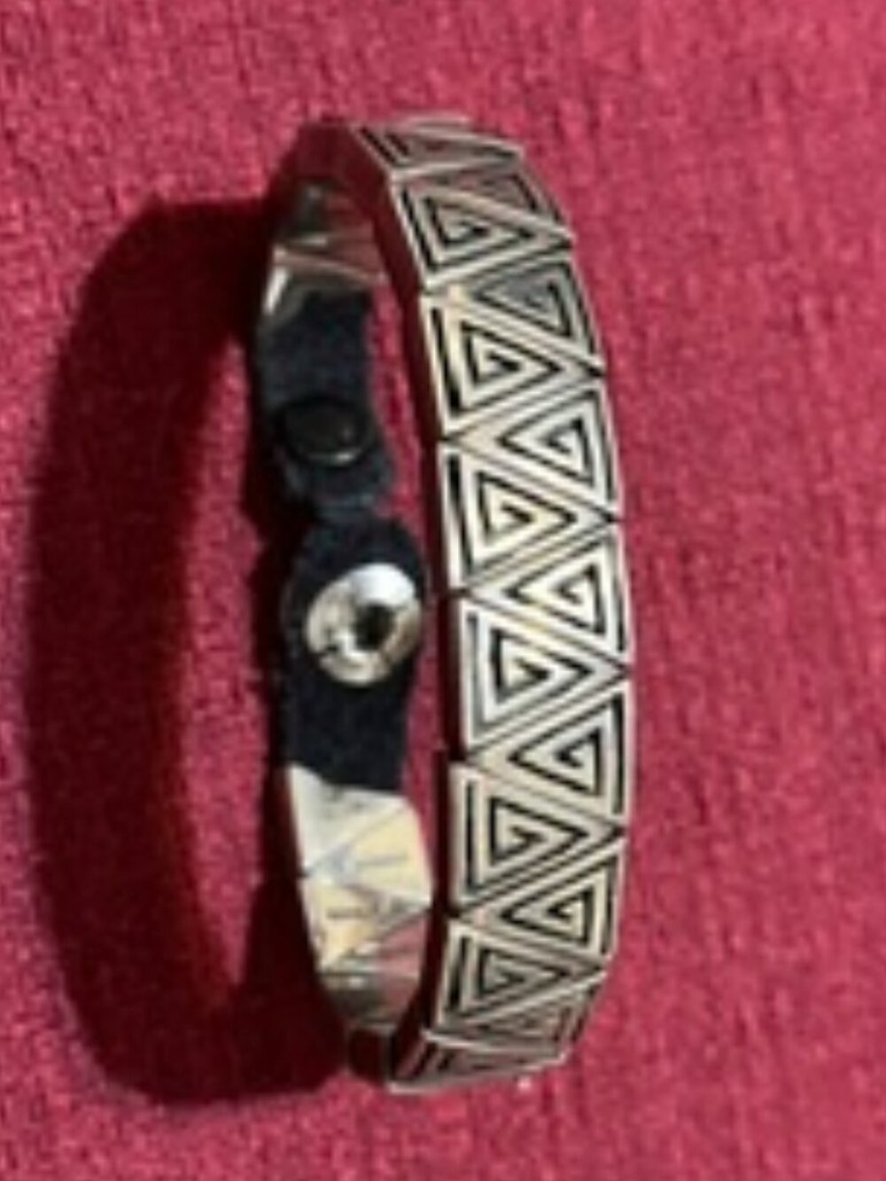 Southwestern Sterling Silver Link Bracelet on Leather Strap (by Dee Morris)